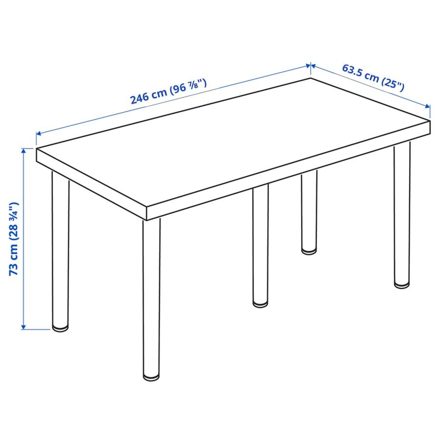 IKEA KARLBY / ADILS Desk,  oak/veneer,black or white, 246x63.5 cm