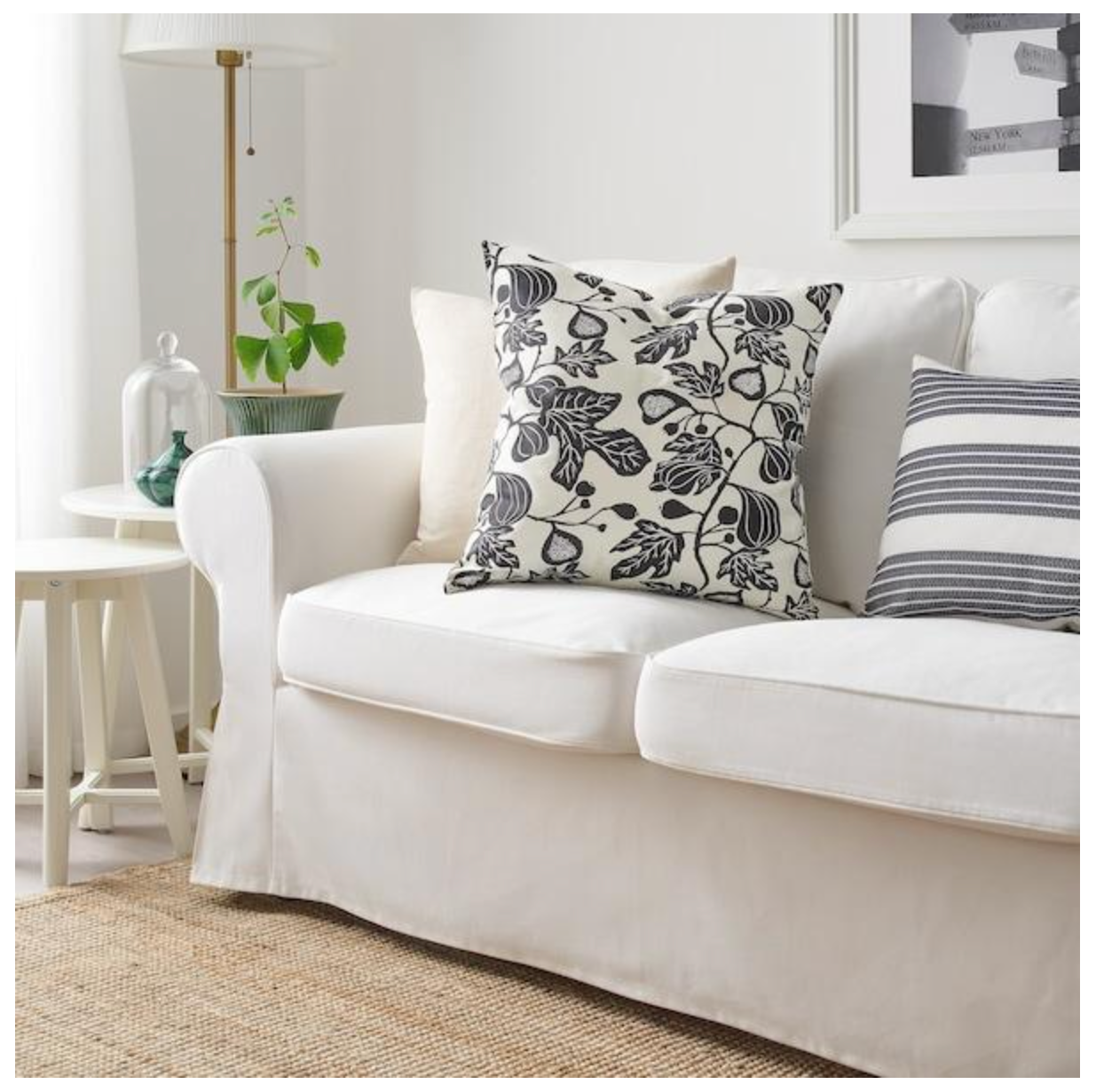 IKEA ALPKLÖVER Cushion, natural-dark grey, 50x50 cm