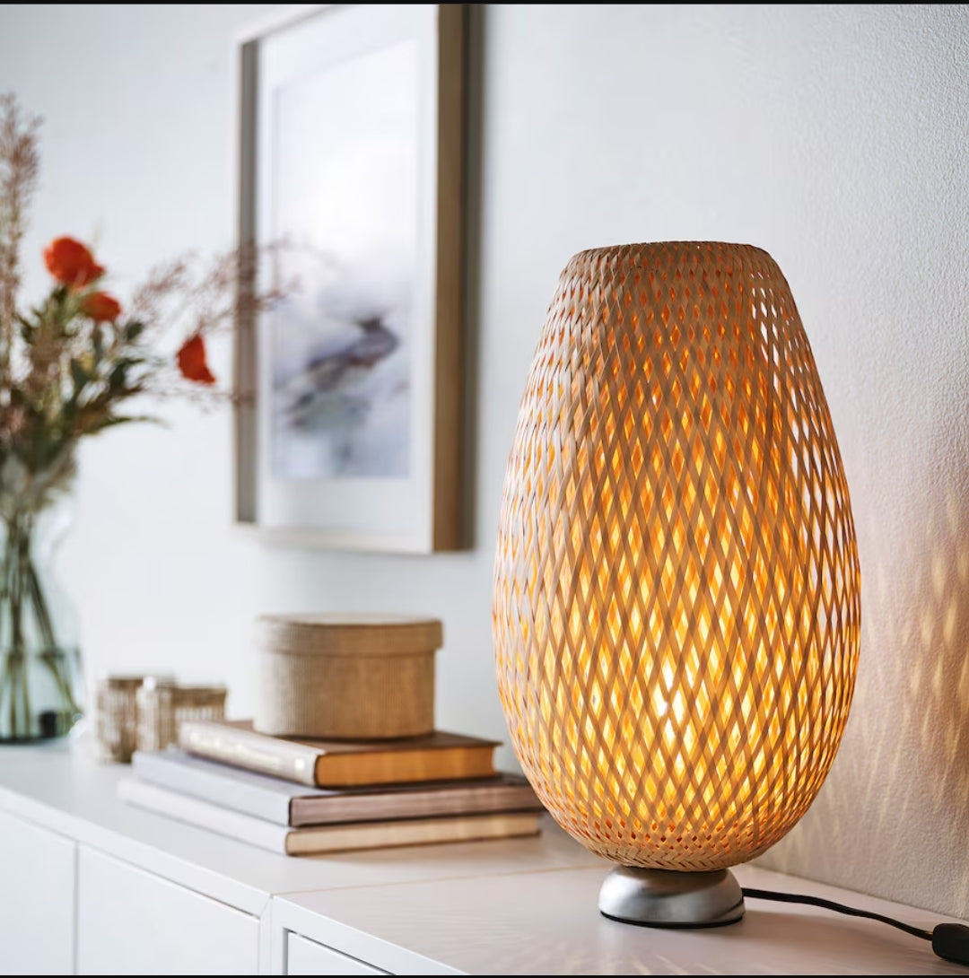 BÖJA Table lamp, bamboo/handmade