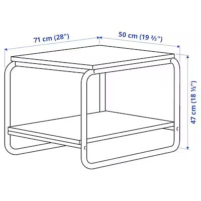 IKEA BAGGBODA Side table, white, 71x50 cm