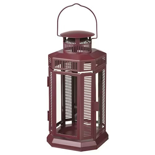 IKEA ENRUM Lantern for pillar candle, in/out, brown-red, 28 cm