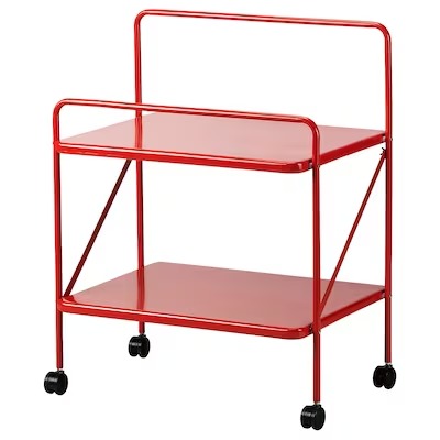 IKEA JÄRLÅSA Side table on castors, red, 65x45 cm