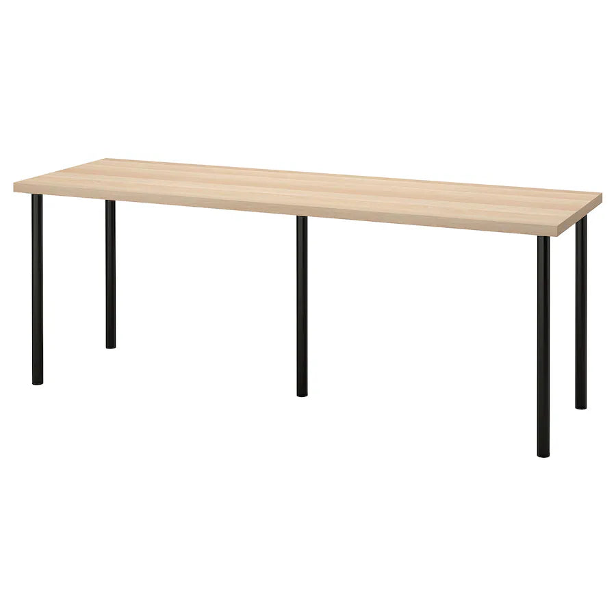 IKEA KARLBY / ADILS Desk,  oak/veneer,black or white, 246x63.5 cm