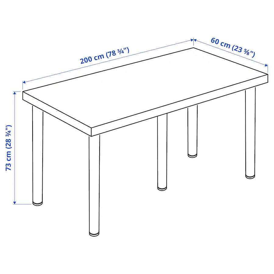 IKEA LAGKAPTEN / ADILS Desk, dark grey/black or white, 200x60 cm