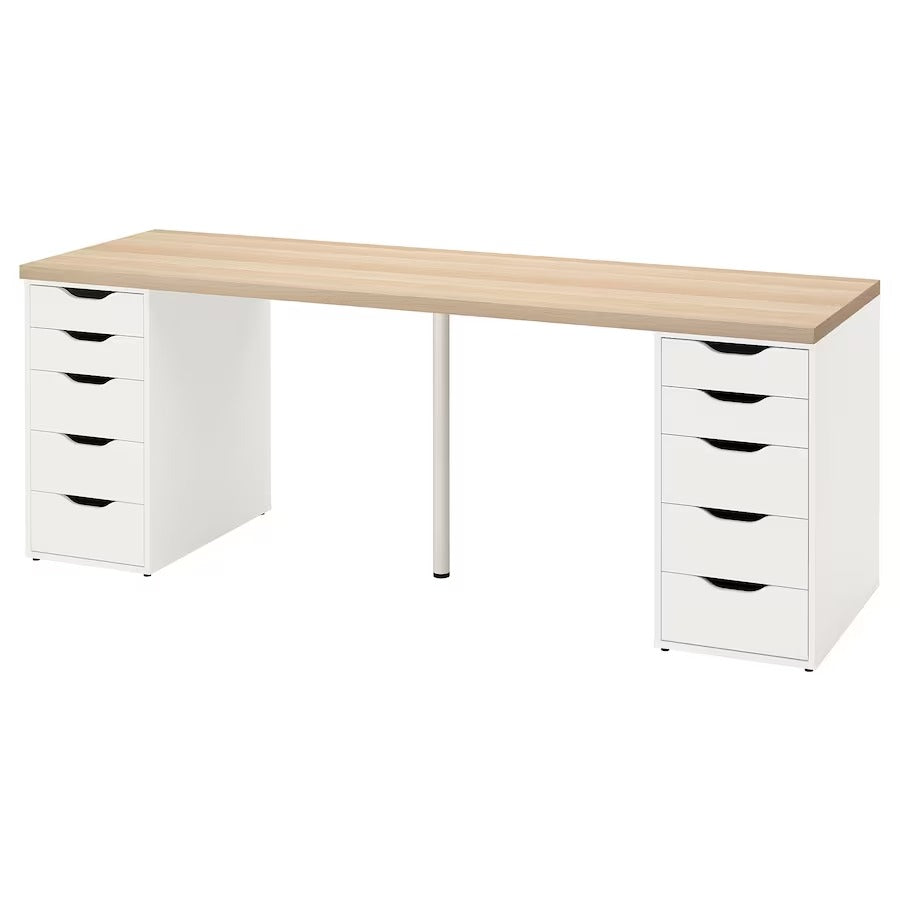 IKEA KARLBY / ALEX Desk, oak/veneer,white, 246x63.5 cm