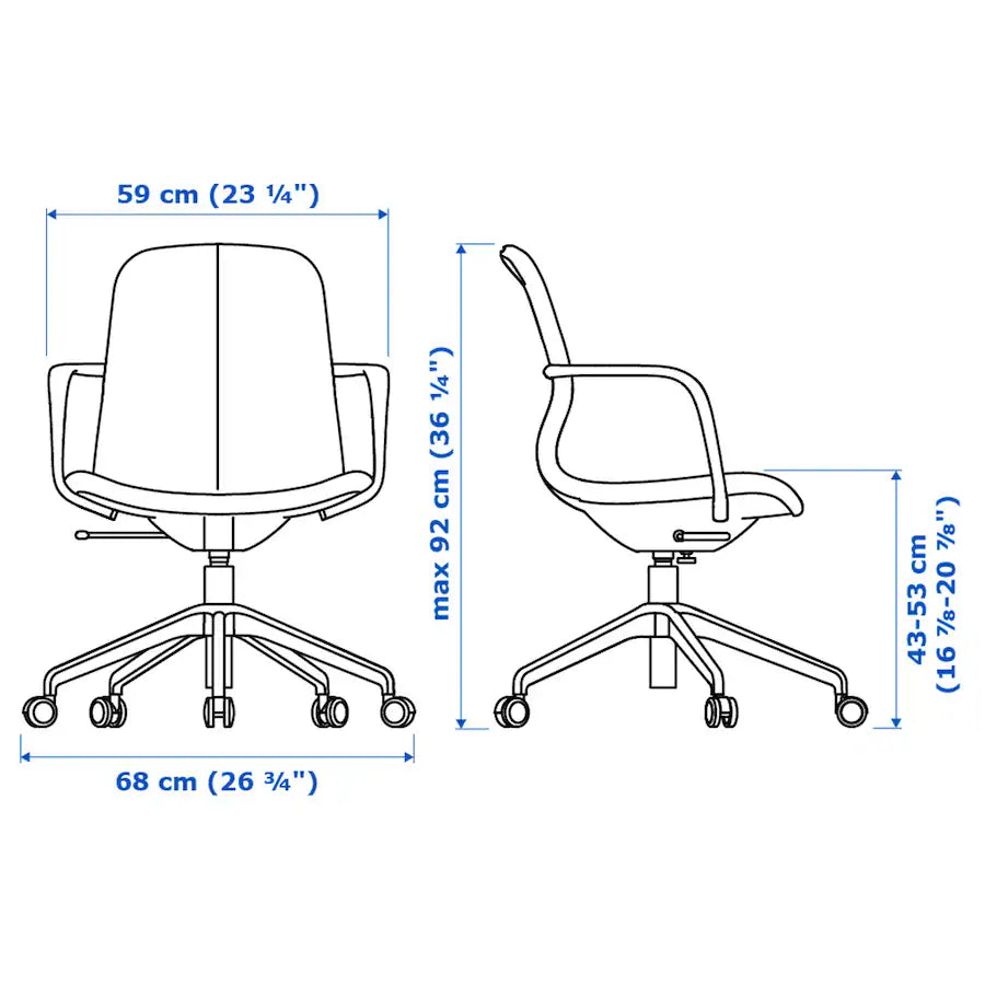 IKEA LÅNGFJÄLL Conference chair with armrests, Gunnared blue/white