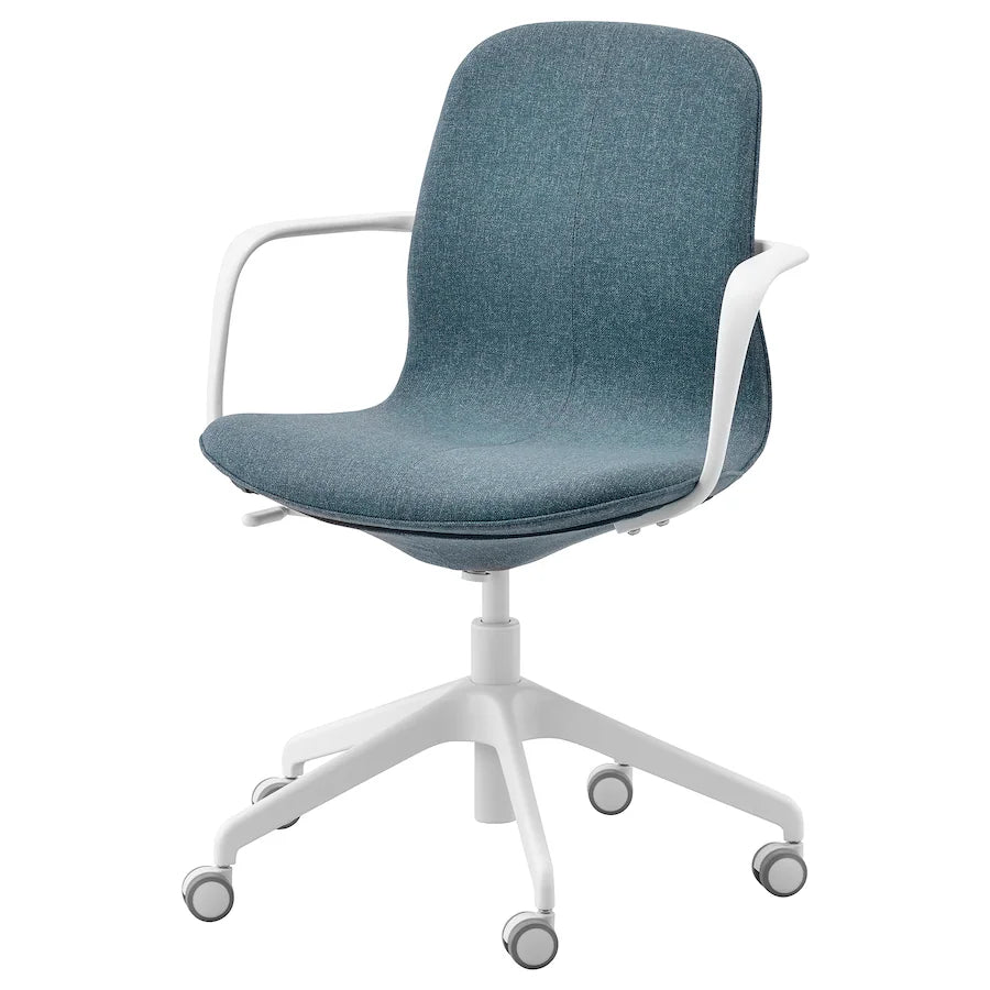 IKEA LÅNGFJÄLL Conference chair with armrests, Gunnared blue/white