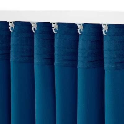 IKEA MAJGULL Block-out curtains, 1 pair, dark blue, 145x250 cm