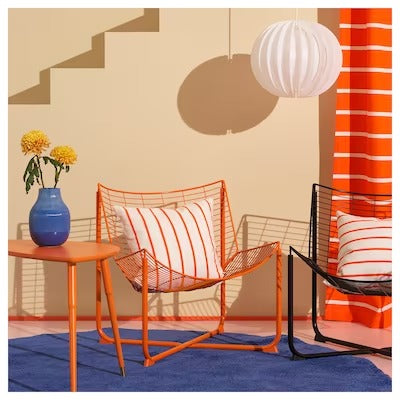 IKEA NICKFIBBLA Cushion cover, white orange/stripe, 50x50 cm