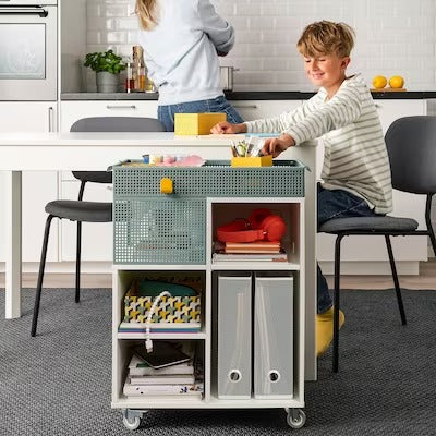 IKEA ÖVNING Trolley, white/grey-green, 54x33 cm