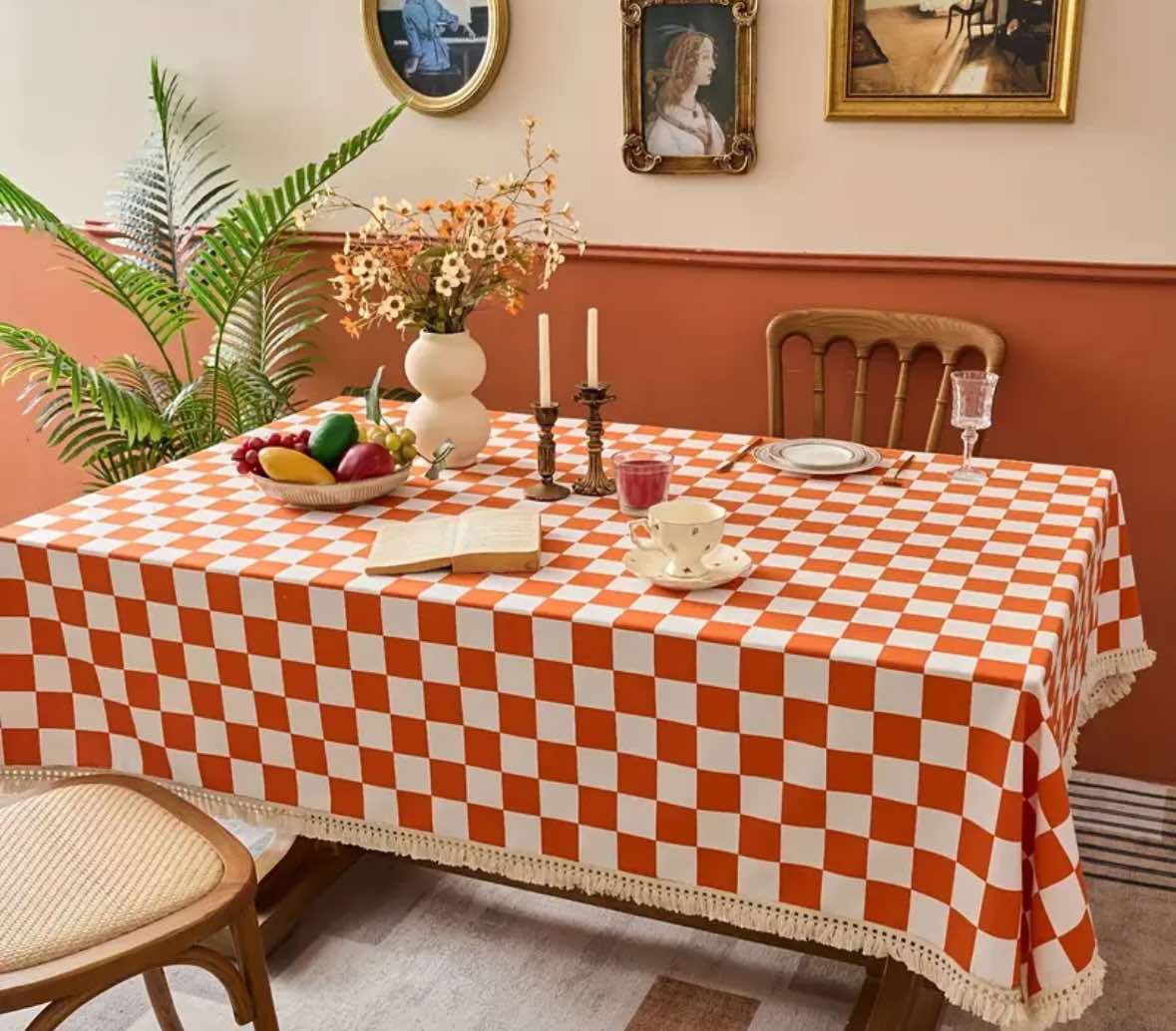 Vintage french style plaid tableclover