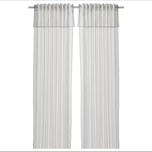 MOALISA Curtains, 1 pair, white/black, 145x250 cm