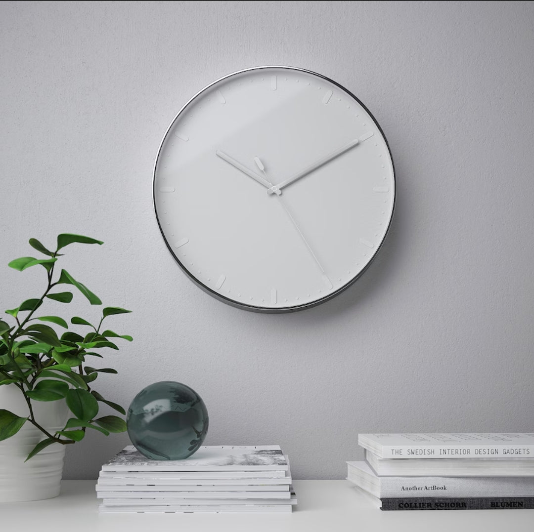 MALLHOPPA Wall clock, silver-colour, 35 cm