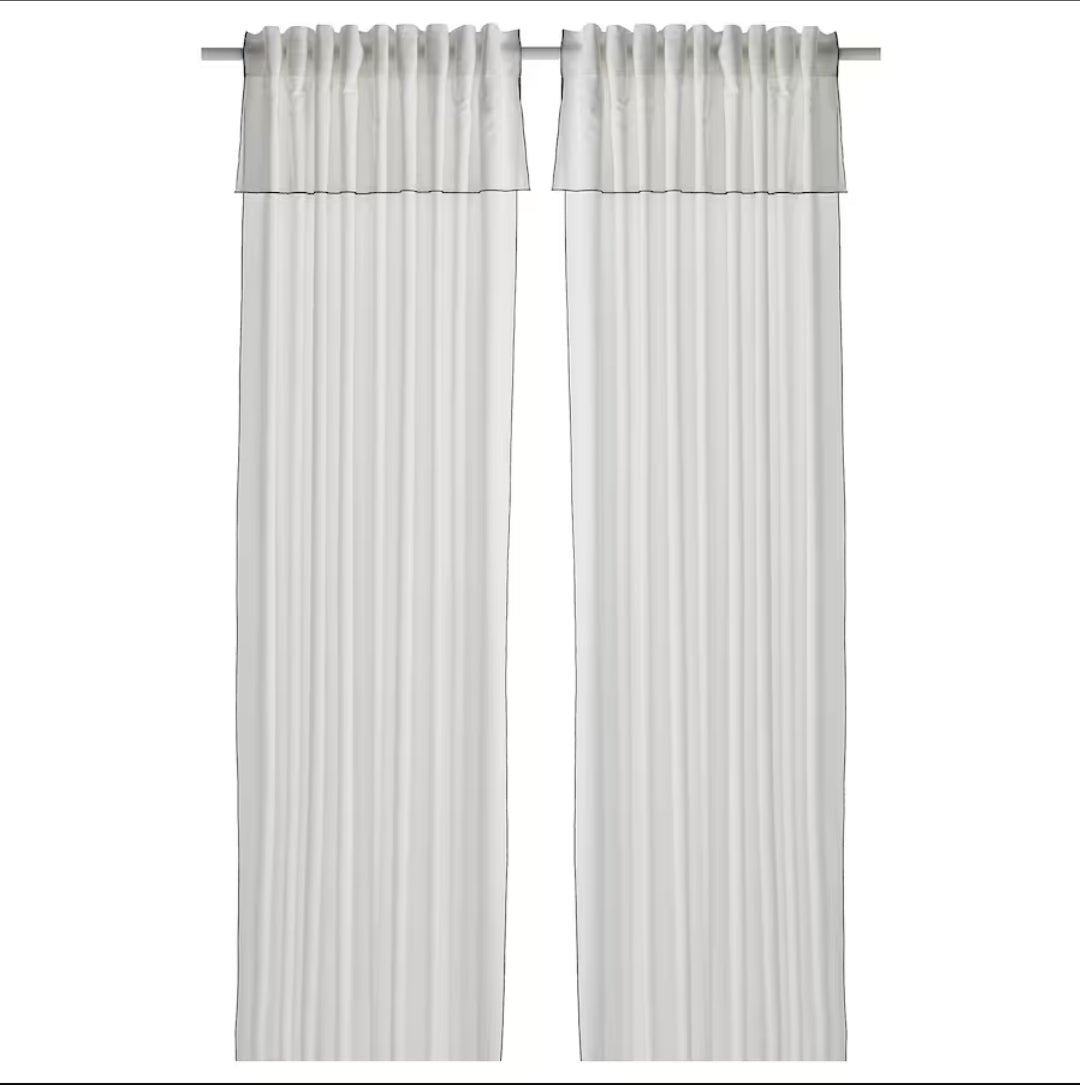 MOALISA Curtains, 1 pair, white/black, 145x250 cm