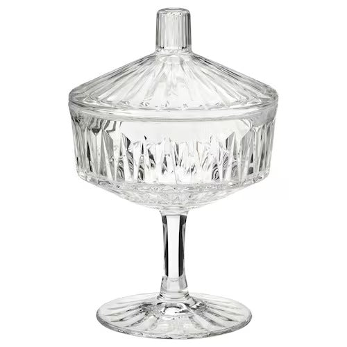 IKEA SÄLLSKAPLIG Bowl with lid, clear glass/patterned, 10 cm