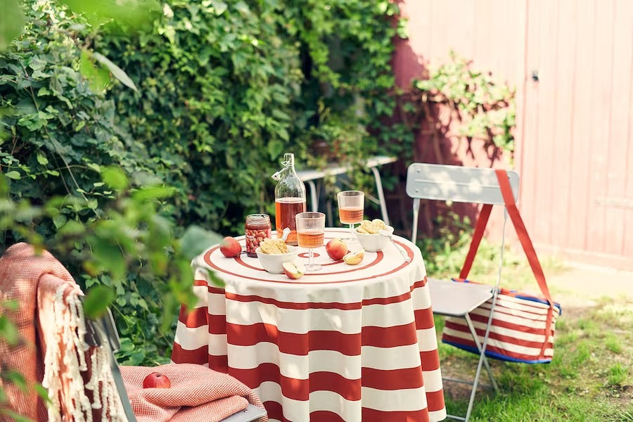 IKEA SOMMARFLÄDER Tablecloth, patterned/red light beige, 150 cm