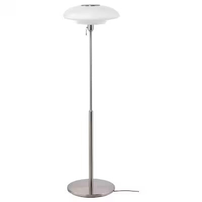 IKEA TÄLLBYN Floor lamp, nickel-plated/opal white glass, 135 cm