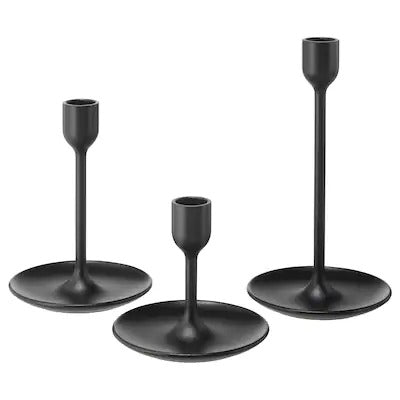 IKEA FULLTALIG Candlestick, set of 3, black