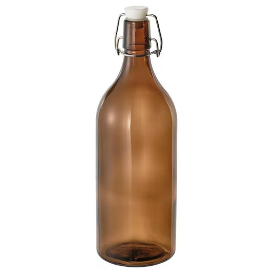 IKEA KORKEN Bottle with stopper, brown, 1 l