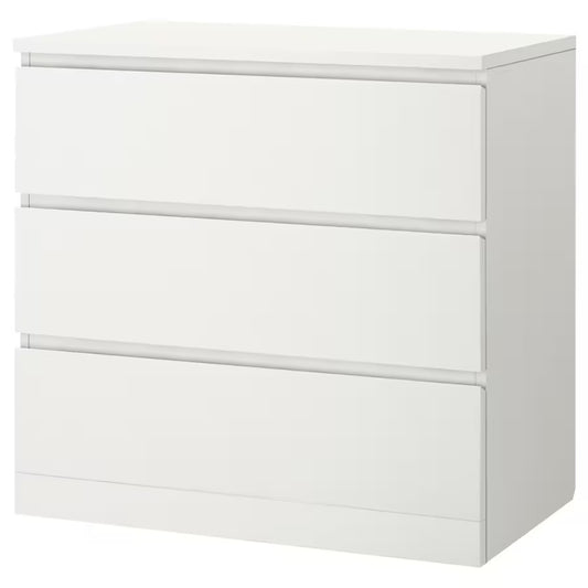 IKEA MALM Chest of 3 drawers, white, 80x78 cm